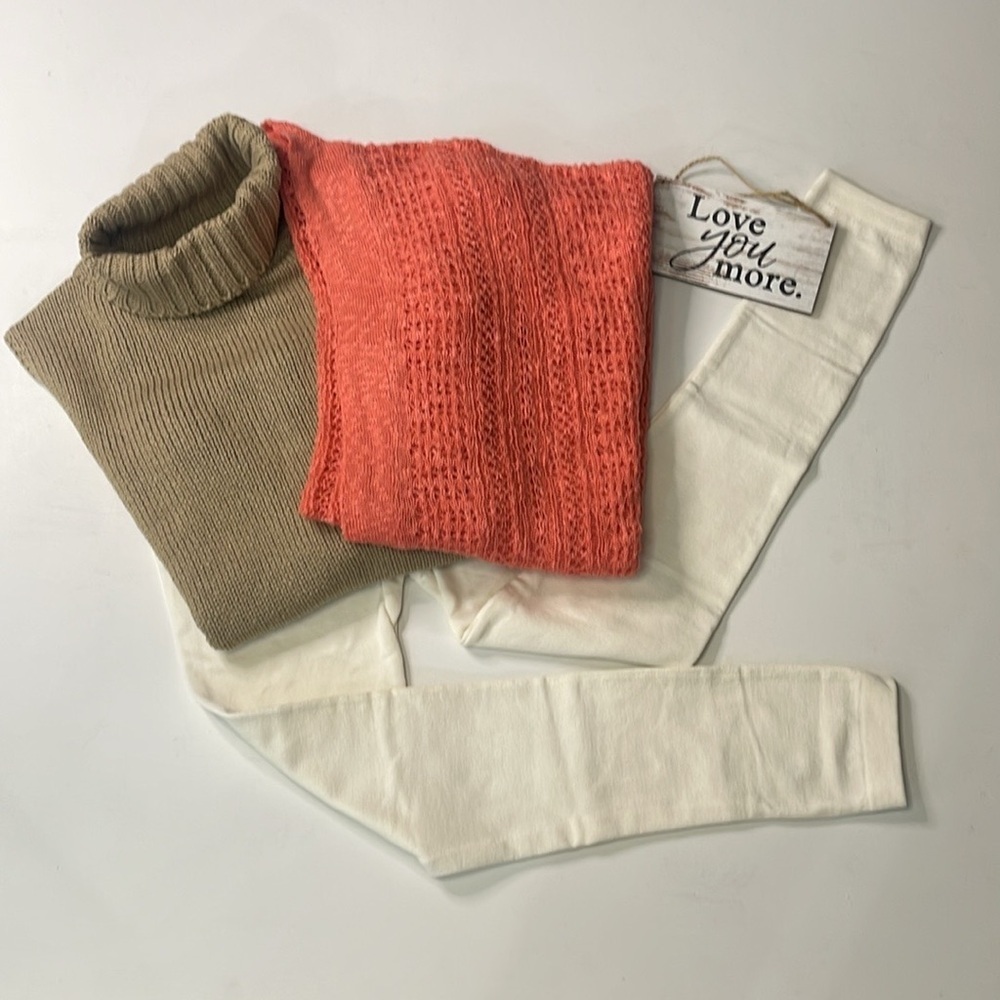 14th & Union Pink and Tan Cowl and Turtleneck Sweater and Leggings